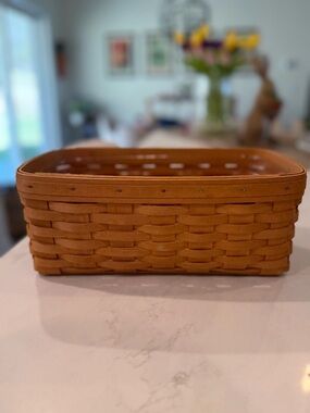 Vintage LONGABERGER 2000 VANITY BASKET, PLASTIC PROTECTOR